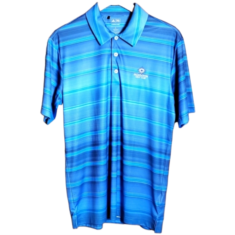 ADIDAS S CLIMA COOL BLUE OMBRE STRIPPED POLO